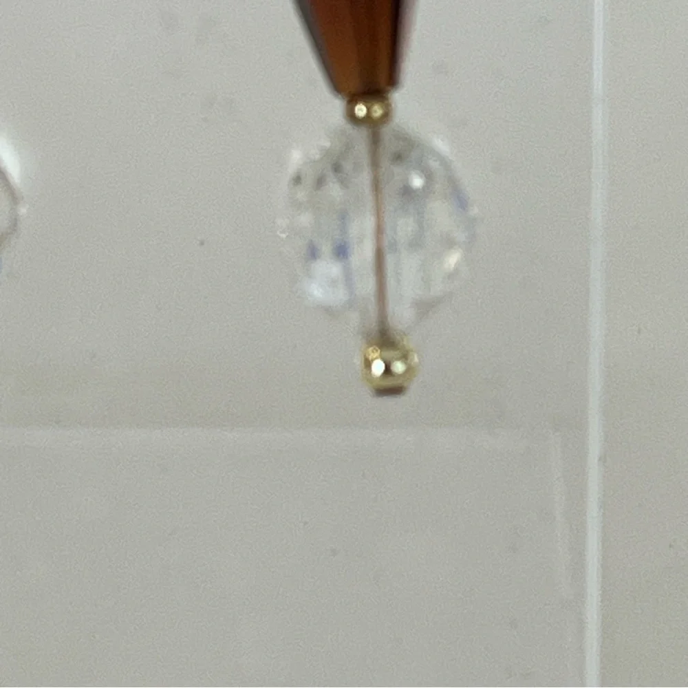 Vintage Amber and Clear Crystal Bead Dangle Earrings